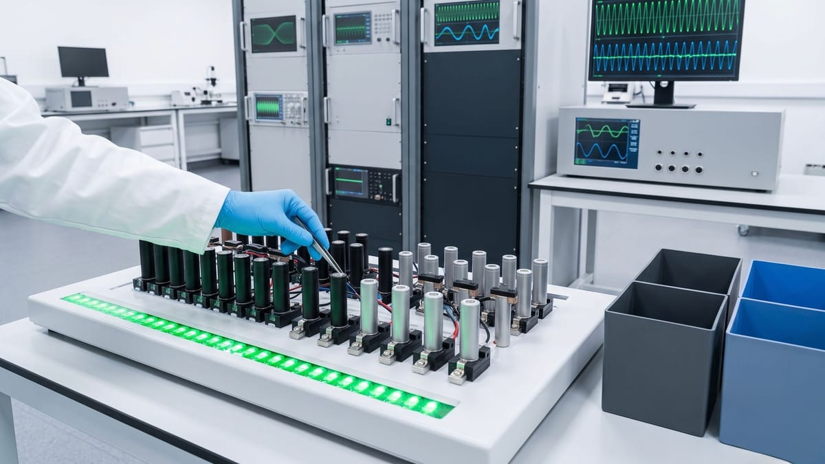 Cylindrical cells in a testing and grading fixture